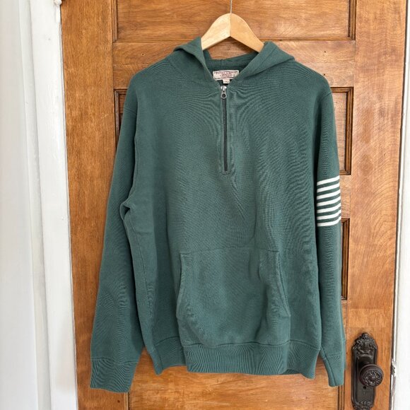 J.Crew Wallace & Barnes Hoodie Sweater Pullover 1/4 Zip  in Green - L - Picture 1 of 7